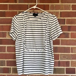 Navy and White Tee Shirt with Detail